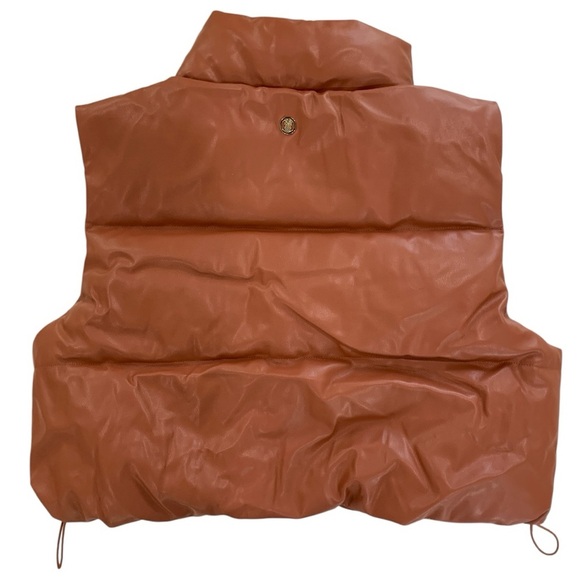 Simply Southern Tan Vegan Leather Puffer Vest NWT | XL | Adjustable Waist - Picture 2 of 8